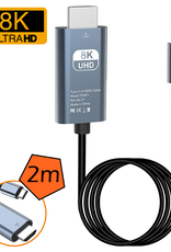 Nomfy USB C naar HDMI Converter 8K 60Hz Resolutie – USB-C naar HDMI Adapter 2 meter - Zwart