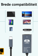 Forterra USB C naar HDMI Kabel Premium Kwaliteit 4K 30 Hz – USB C naar HDMI Adapter 15 cm - Zwart