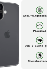 BASEY. Hoes Geschikt voor iPhone 16 Hoesje Siliconen Back Cover Case Met Screenprotector - Hoesje Geschikt voor iPhone 16 Hoes Cover Hoesje - Transparant