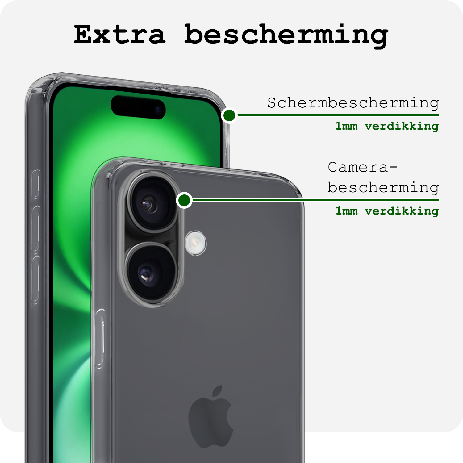 BASEY. Hoes Geschikt voor iPhone 16 Hoesje Siliconen Back Cover Case Met Screenprotector - Hoesje Geschikt voor iPhone 16 Hoes Cover Hoesje - Transparant