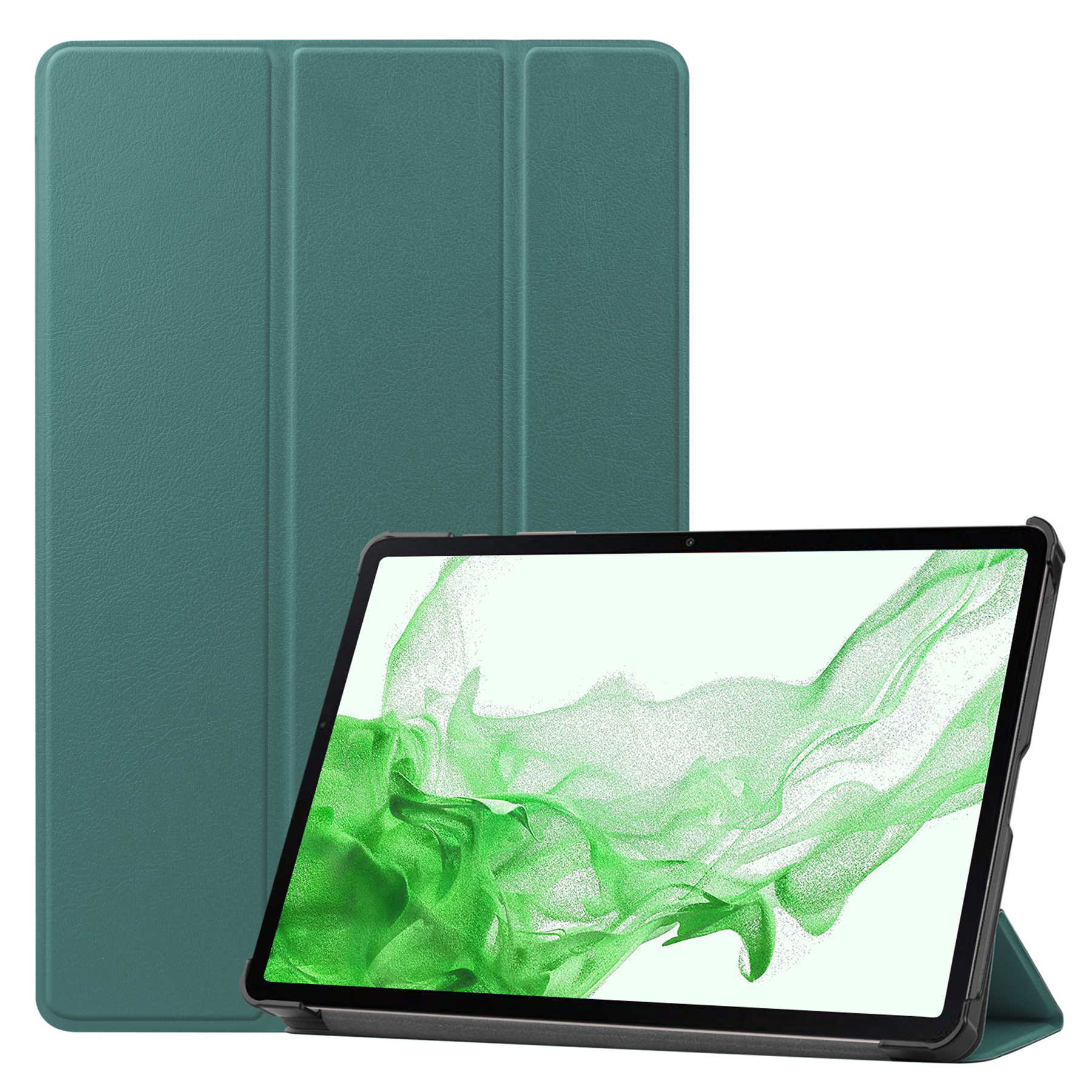 BASEY. Hoesje Geschikt voor Samsung Galaxy Tab S10 Plus Hoes Case Tablet Hoesje Tri-fold Met Uitsparing Geschikt voor S Pen - Hoes Geschikt voor Samsung Tab S10 Plus Hoesje Hard Cover Bookcase Hoes - Donkergroen