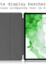 BASEY. Hoesje Geschikt voor Samsung Galaxy Tab S10 Plus Hoes Case Tablet Hoesje Tri-fold Met Uitsparing Geschikt voor S Pen - Hoes Geschikt voor Samsung Tab S10 Plus Hoesje Hard Cover Bookcase Hoes - Donkergroen