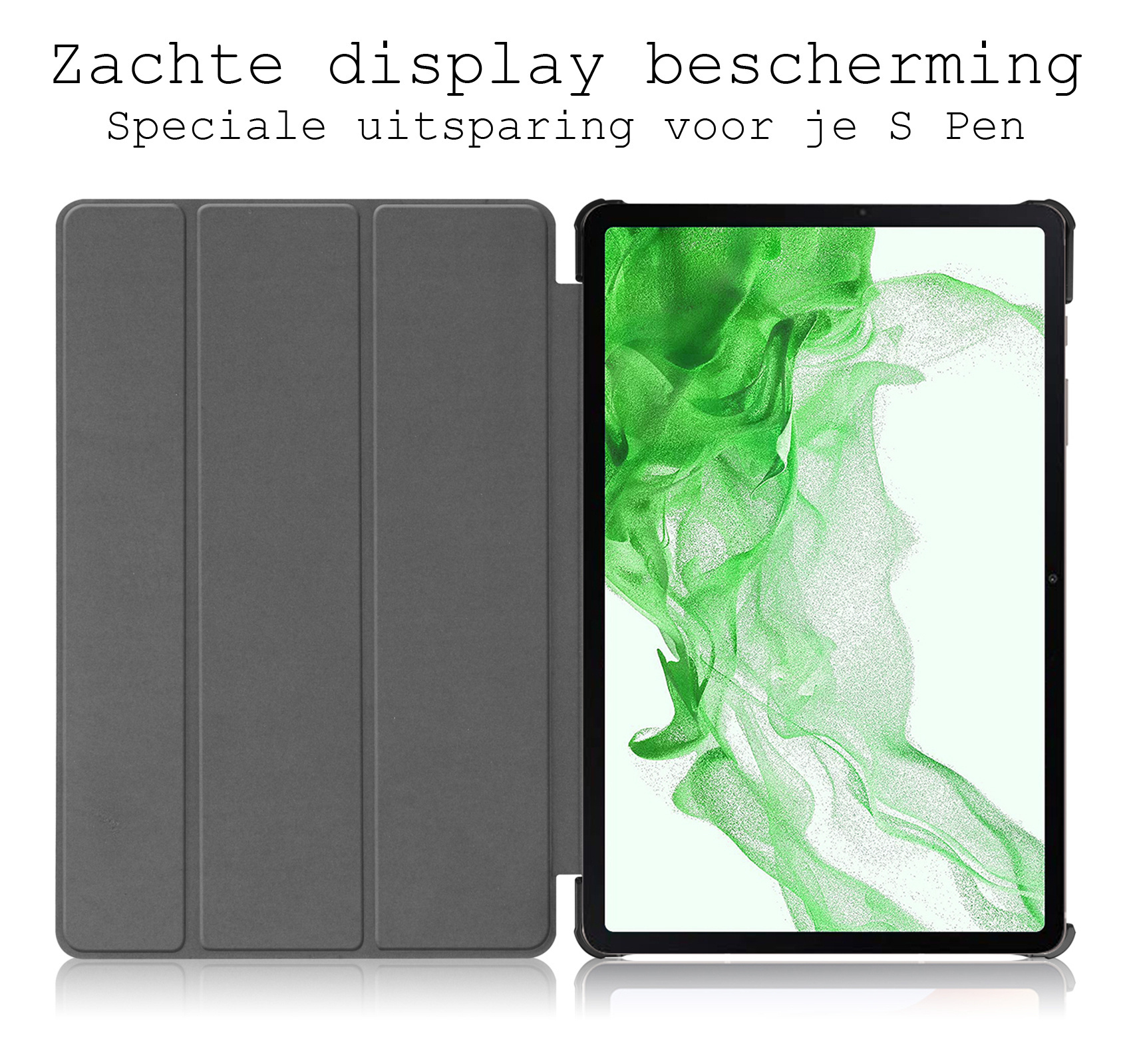 BASEY. Hoesje Geschikt voor Samsung Galaxy Tab S10 Plus Hoes Case Tablet Hoesje Tri-fold Met Uitsparing Geschikt voor S Pen - Hoes Geschikt voor Samsung Tab S10 Plus Hoesje Hard Cover Bookcase Hoes - Donkergroen