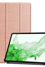 BASEY. Hoesje Geschikt voor Samsung Galaxy Tab S10 Plus Hoes Case Tablet Hoesje Tri-fold Met Uitsparing Geschikt voor S Pen - Hoes Geschikt voor Samsung Tab S10 Plus Hoesje Hard Cover Bookcase Hoes - Rosé goud