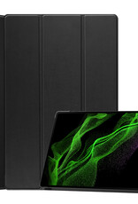 BASEY. Hoesje Geschikt voor Samsung Galaxy Tab S10 Ultra Hoes Case Tablet Hoesje Tri-fold Met Uitsparing Geschikt voor S Pen - Hoes Geschikt voor Samsung Tab S10 Ultra Hoesje Hard Cover Bookcase Hoes - Zwart