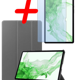 BASEY. BASEY. Samsung Galaxy Tab S10 Plus Hoesje Met Uitsparing S Pen Met Screenprotector - Grijs
