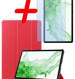 BASEY. BASEY. Samsung Galaxy Tab S10 Plus Hoesje Met Uitsparing S Pen Met Screenprotector - Rood
