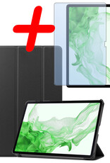 BASEY. Hoesje Geschikt voor Samsung Galaxy Tab S10 Plus Hoes Case Tablet Hoesje Tri-fold Met Uitsparing Geschikt voor S Pen Met Screenprotector - Hoes Geschikt voor Samsung Tab S10 Plus Hoesje Hard Cover Bookcase Hoes - Zwart