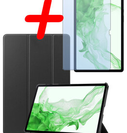 BASEY. BASEY. Samsung Galaxy Tab S10 Plus Hoesje Met Uitsparing S Pen Met Screenprotector - Zwart