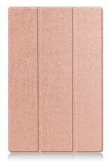 BASEY. Hoesje Geschikt voor Samsung Galaxy Tab S10 Ultra Hoes Case Tablet Hoesje Tri-fold Met Uitsparing Geschikt voor S Pen Met Screenprotector - Hoes Geschikt voor Samsung Tab S10 Ultra Hoesje Hard Cover Bookcase Hoes - Rosé goud