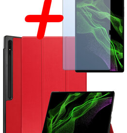 BASEY. BASEY. Samsung Galaxy Tab S10 Ultra Hoesje Met Uitsparing S Pen Met Screenprotector - Rood