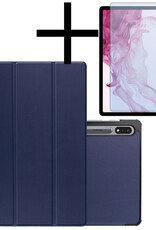 NoXx Hoesje Geschikt voor Samsung Galaxy Tab S10 Plus Hoesje Case Hard Cover Hoes Book Case Met Uitsparing Geschikt voor S Pen Met Screenprotector - Donkerblauw