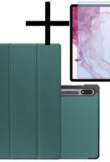 NoXx Hoesje Geschikt voor Samsung Galaxy Tab S10 Plus Hoesje Case Hard Cover Hoes Book Case Met Uitsparing Geschikt voor S Pen Met Screenprotector - Donkergroen