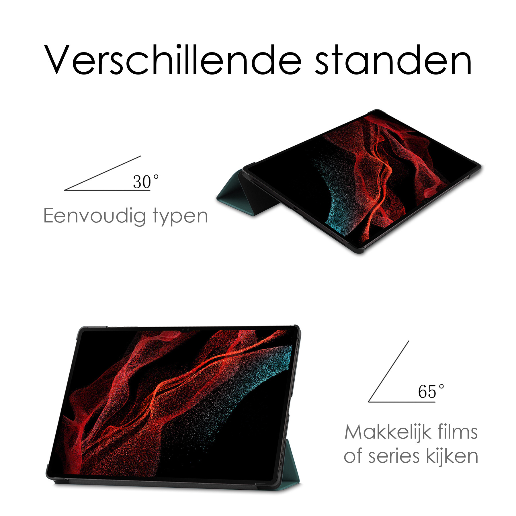 NoXx Hoesje Geschikt voor Samsung Galaxy Tab S10 Ultra Hoesje Case Hard Cover Hoes Book Case Met Uitsparing Geschikt voor S Pen Met Screenprotector - Donkergroen