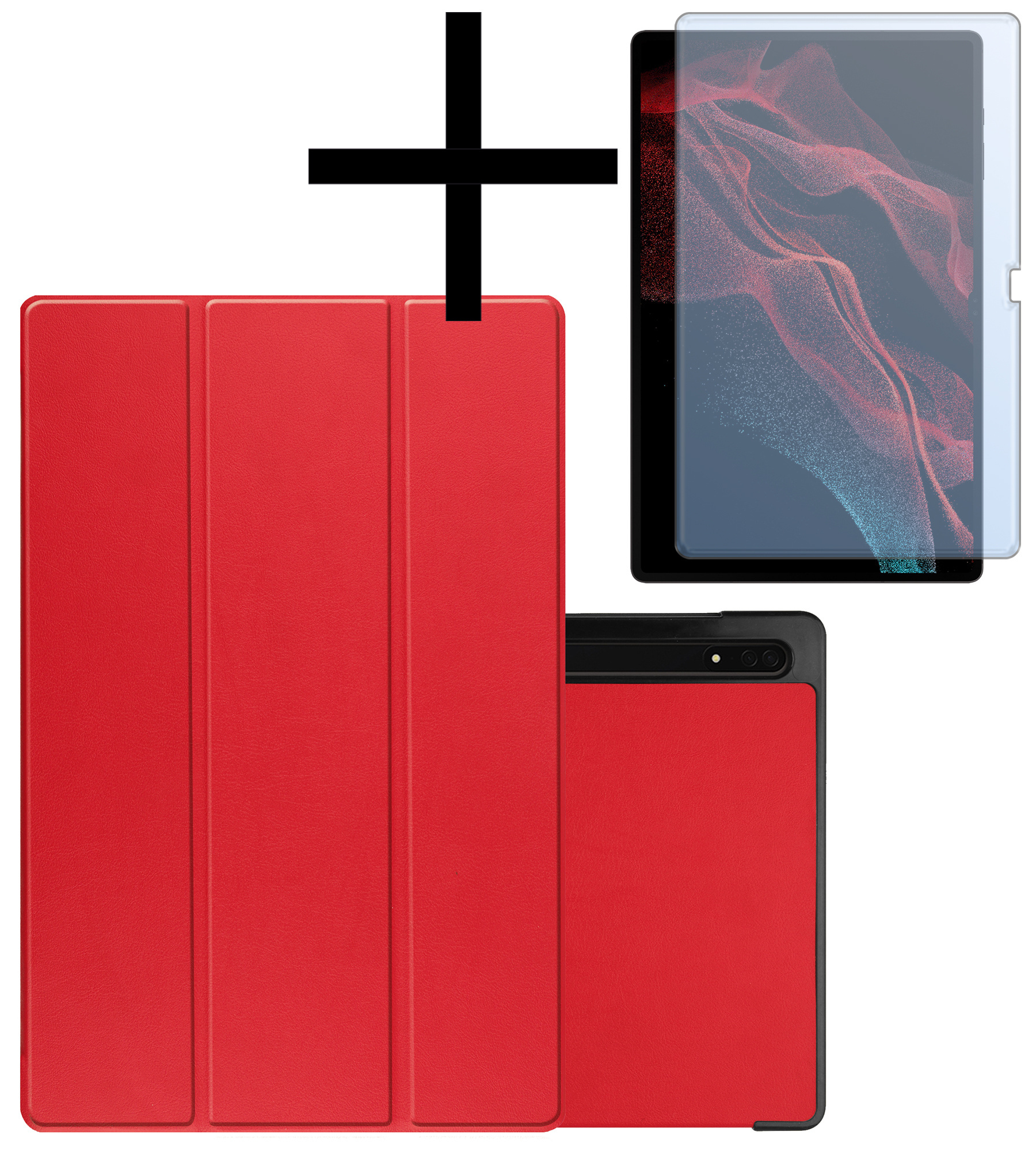 NoXx Hoesje Geschikt voor Samsung Galaxy Tab S10 Ultra Hoesje Case Hard Cover Hoes Book Case Met Uitsparing Geschikt voor S Pen Met Screenprotector - Rood