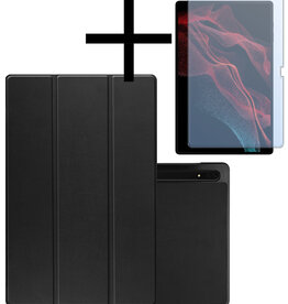 NoXx NoXx Samsung Galaxy Tab S10 Ultra Hoesje Met Uitsparing S Pen Met Screenprotector - Zwart