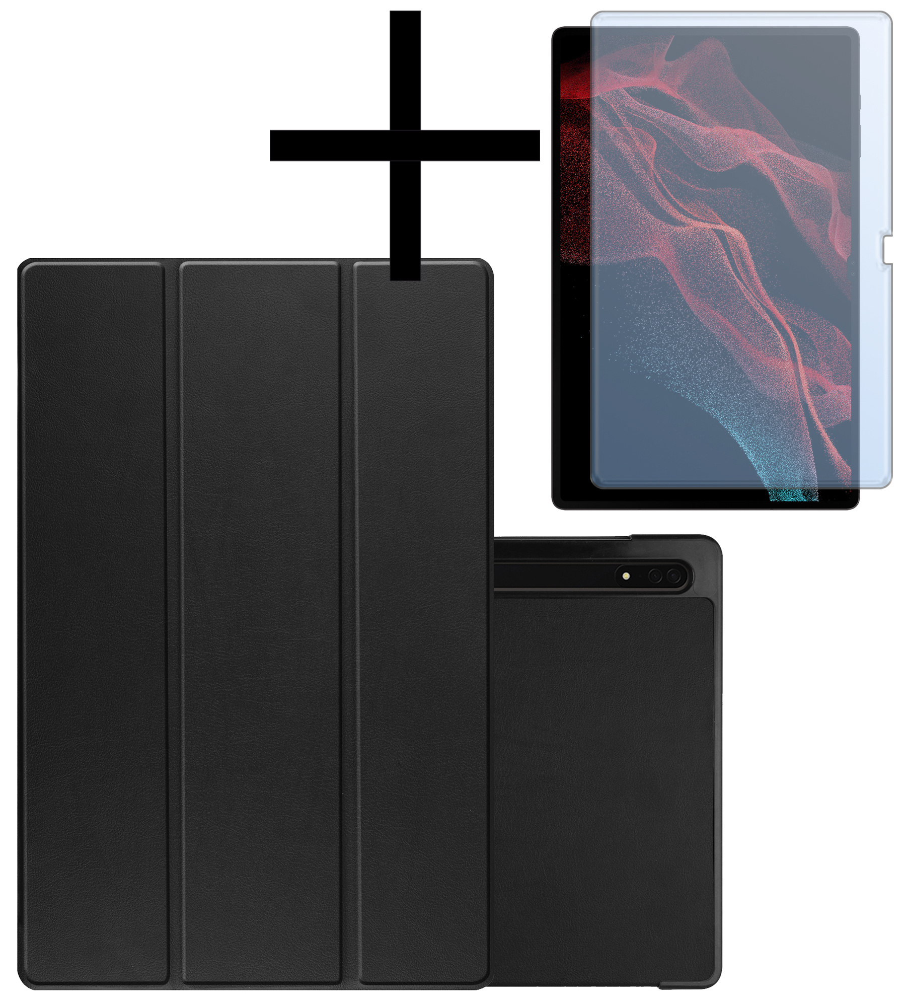 NoXx Hoesje Geschikt voor Samsung Galaxy Tab S10 Ultra Hoesje Case Hard Cover Hoes Book Case Met Uitsparing Geschikt voor S Pen Met Screenprotector - Zwart