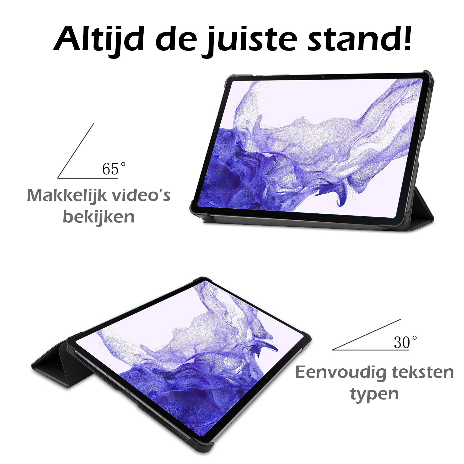 Nomfy Hoes Geschikt voor Samsung Galaxy Tab S10 Plus Hoes Tri-fold Tablet Hoesje Case Met Uitsparing Geschikt voor S Pen - Hoesje Geschikt voor Samsung Tab S10 Plus Hoesje Hardcover Bookcase - Zwart