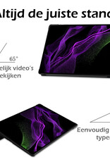 Nomfy Hoes Geschikt voor Samsung Galaxy Tab S10 Ultra Hoes Tri-fold Tablet Hoesje Case Met Uitsparing Geschikt voor S Pen - Hoesje Geschikt voor Samsung Tab S10 Ultra Hoesje Hardcover Bookcase - Donkerblauw