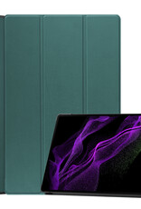 Nomfy Hoes Geschikt voor Samsung Galaxy Tab S10 Ultra Hoes Tri-fold Tablet Hoesje Case Met Uitsparing Geschikt voor S Pen - Hoesje Geschikt voor Samsung Tab S10 Ultra Hoesje Hardcover Bookcase - Donkergroen
