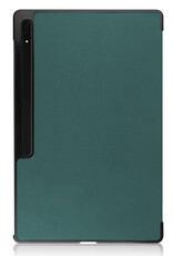 Nomfy Hoes Geschikt voor Samsung Galaxy Tab S10 Ultra Hoes Tri-fold Tablet Hoesje Case Met Uitsparing Geschikt voor S Pen - Hoesje Geschikt voor Samsung Tab S10 Ultra Hoesje Hardcover Bookcase - Donkergroen