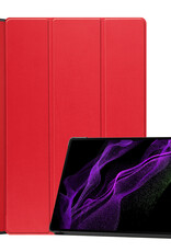Nomfy Hoes Geschikt voor Samsung Galaxy Tab S10 Ultra Hoes Tri-fold Tablet Hoesje Case Met Uitsparing Geschikt voor S Pen - Hoesje Geschikt voor Samsung Tab S10 Ultra Hoesje Hardcover Bookcase - Rood