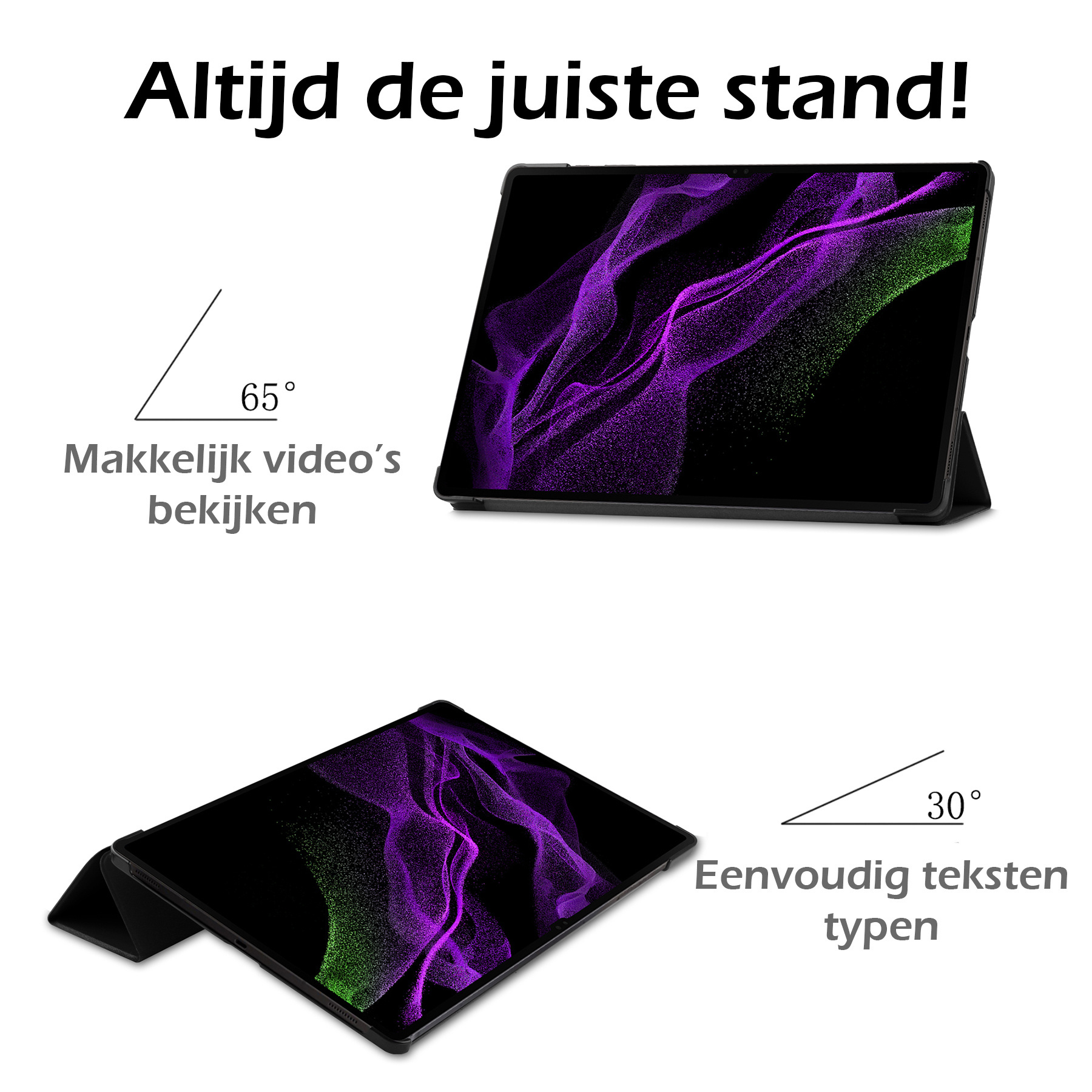Nomfy Hoes Geschikt voor Samsung Galaxy Tab S10 Ultra Hoes Tri-fold Tablet Hoesje Case Met Uitsparing Geschikt voor S Pen - Hoesje Geschikt voor Samsung Tab S10 Ultra Hoesje Hardcover Bookcase - Zwart