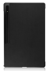 Nomfy Hoes Geschikt voor Samsung Galaxy Tab S10 Ultra Hoes Tri-fold Tablet Hoesje Case Met Uitsparing Geschikt voor S Pen - Hoesje Geschikt voor Samsung Tab S10 Ultra Hoesje Hardcover Bookcase - Zwart