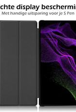 Nomfy Hoes Geschikt voor Samsung Galaxy Tab S10 Ultra Hoes Tri-fold Tablet Hoesje Case Met Uitsparing Geschikt voor S Pen - Hoesje Geschikt voor Samsung Tab S10 Ultra Hoesje Hardcover Bookcase - Zwart
