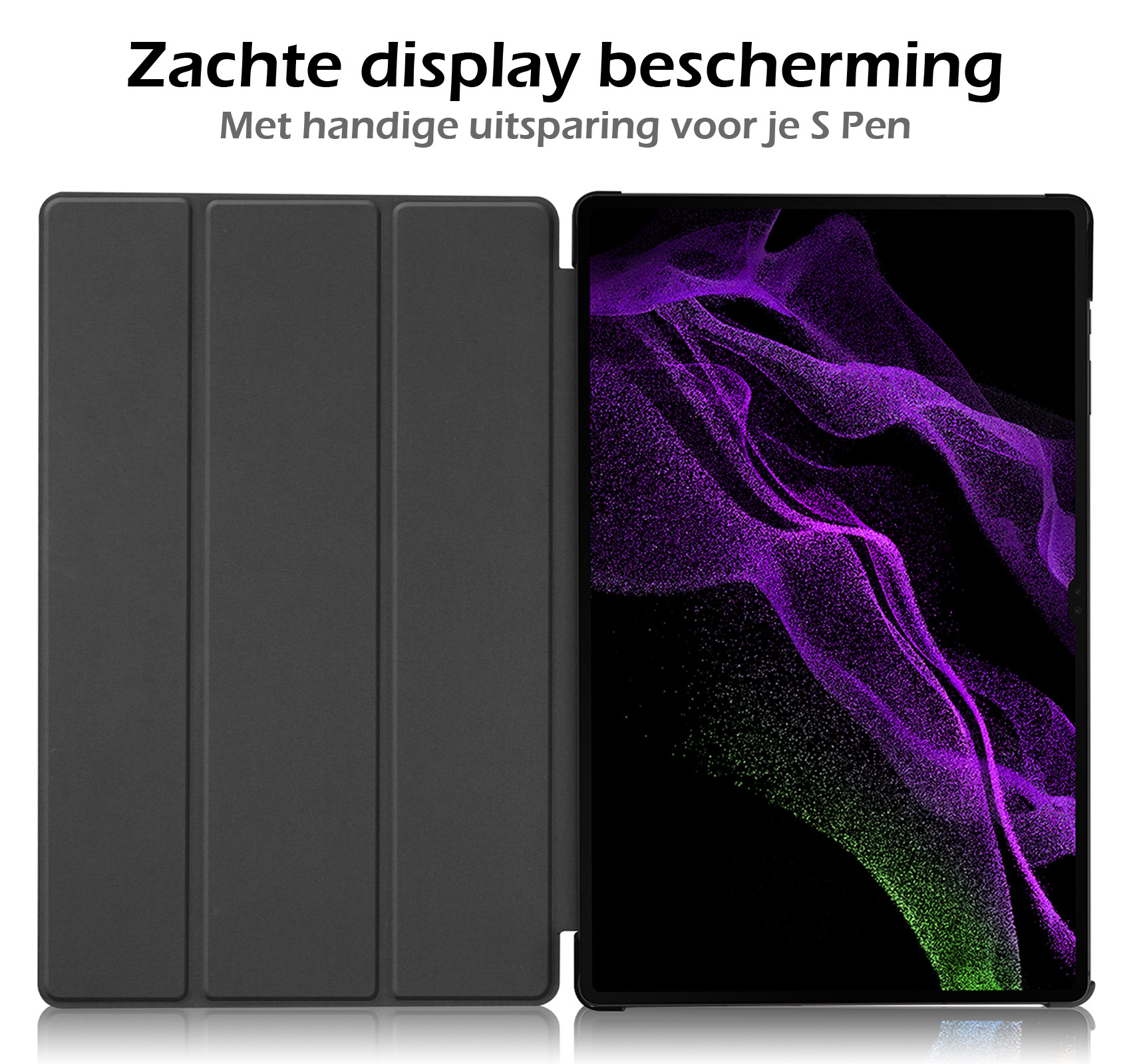 Nomfy Hoes Geschikt voor Samsung Galaxy Tab S10 Ultra Hoes Tri-fold Tablet Hoesje Case Met Uitsparing Geschikt voor S Pen - Hoesje Geschikt voor Samsung Tab S10 Ultra Hoesje Hardcover Bookcase - Zwart
