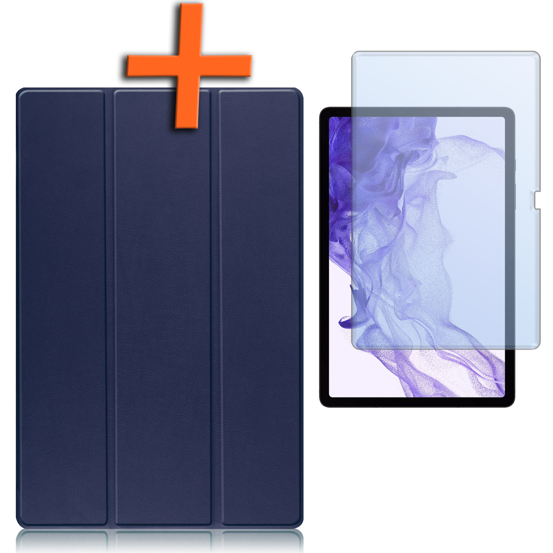 Nomfy Hoes Geschikt voor Samsung Galaxy Tab S10 Plus Hoes Tri-fold Tablet Hoesje Case Met Uitsparing Geschikt voor S Pen Met Screenprotector - Hoesje Geschikt voor Samsung Tab S10 Plus Hoesje Hardcover Bookcase - Donkerblauw