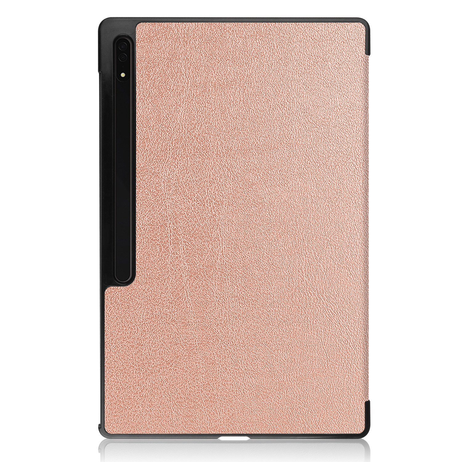 Nomfy Hoes Geschikt voor Samsung Galaxy Tab S10 Ultra Hoes Tri-fold Tablet Hoesje Case Met Uitsparing Geschikt voor S Pen Met Screenprotector - Hoesje Geschikt voor Samsung Tab S10 Ultra Hoesje Hardcover Bookcase - Rosé goud