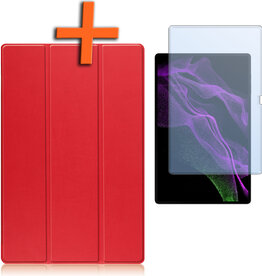 Nomfy Nomfy Samsung Galaxy Tab S10 Ultra Hoesje Met Uitsparing S Pen Met Screenprotector - Rood