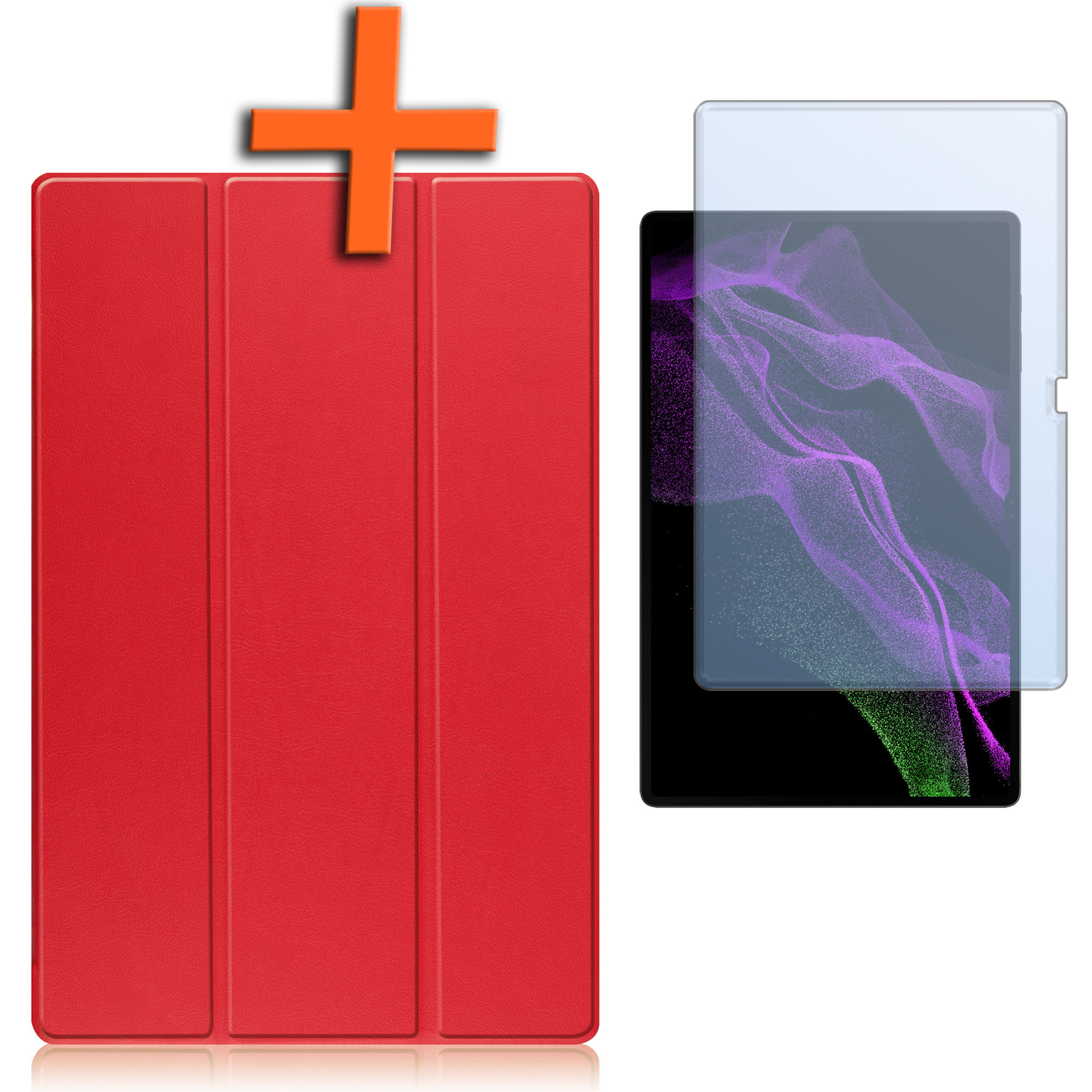 Nomfy Hoes Geschikt voor Samsung Galaxy Tab S10 Ultra Hoes Tri-fold Tablet Hoesje Case Met Uitsparing Geschikt voor S Pen Met Screenprotector - Hoesje Geschikt voor Samsung Tab S10 Ultra Hoesje Hardcover Bookcase - Rood