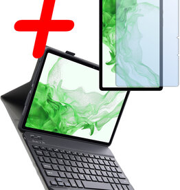 BASEY. BASEY. Samsung Galaxy Tab S10 Plus Toetsenbordhoes Met Screenprotector - Zwart