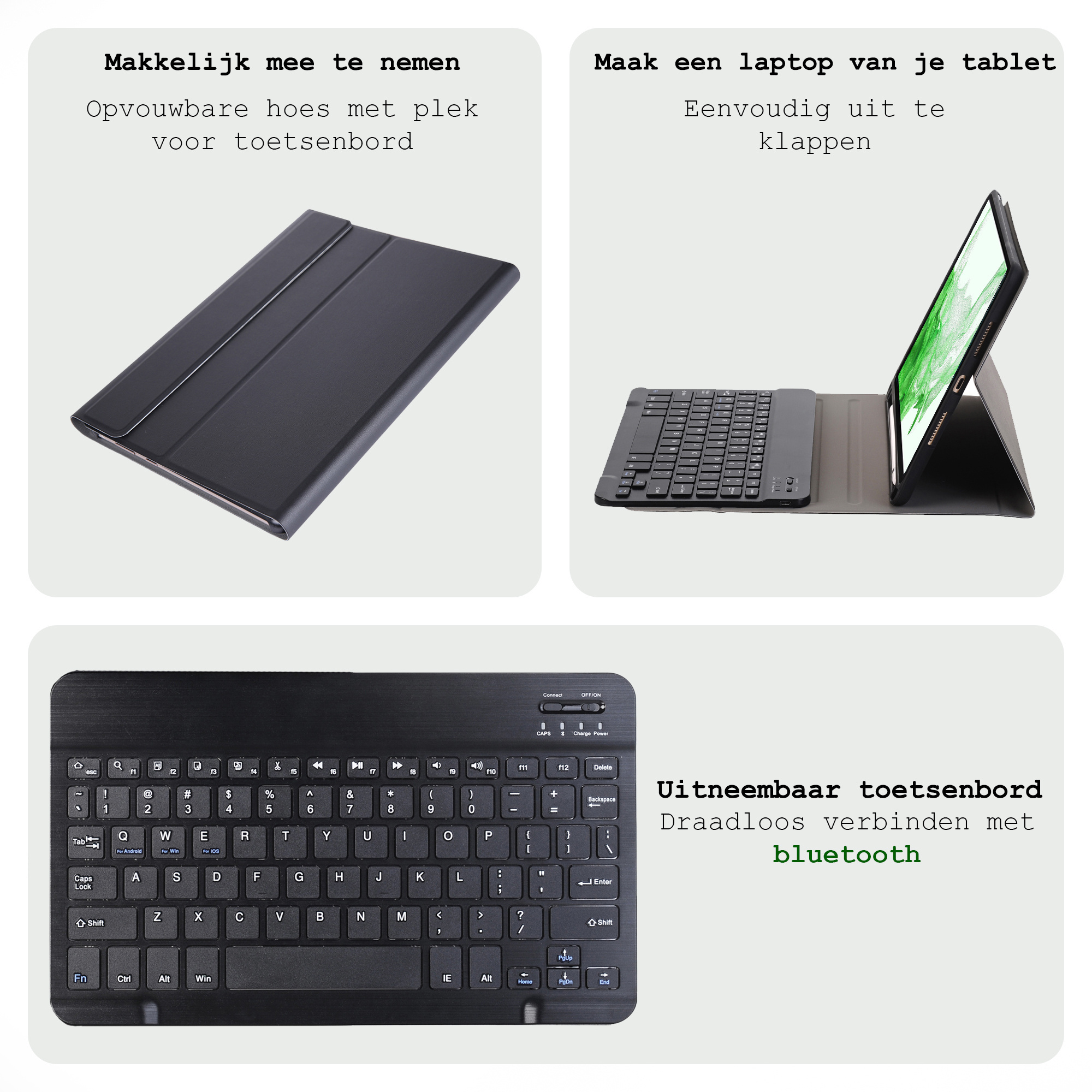 BASEY. BASEY. Samsung Galaxy Tab S10 Plus Toetsenbordhoes Met Screenprotector - Zwart