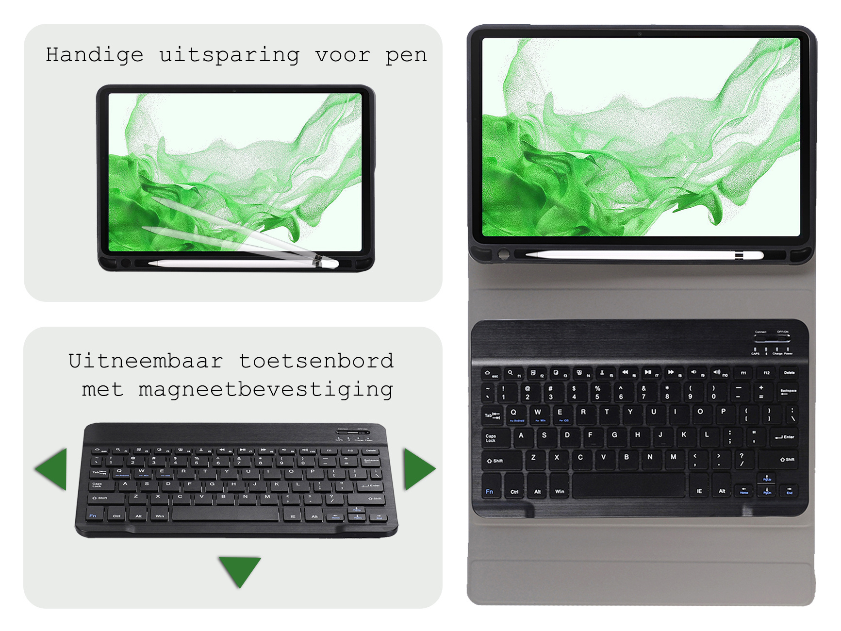 BASEY. BASEY. Samsung Galaxy Tab S10 Plus Toetsenbordhoes Met Screenprotector - Zwart