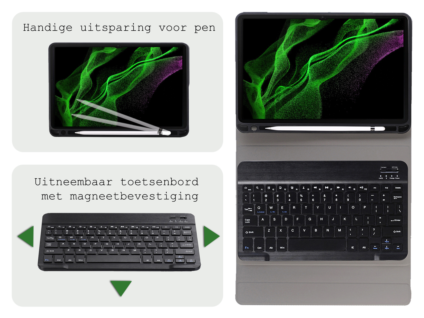 BASEY. BASEY. Samsung Galaxy Tab S10 Ultra Toetsenbordhoes Met Screenprotector - Zwart