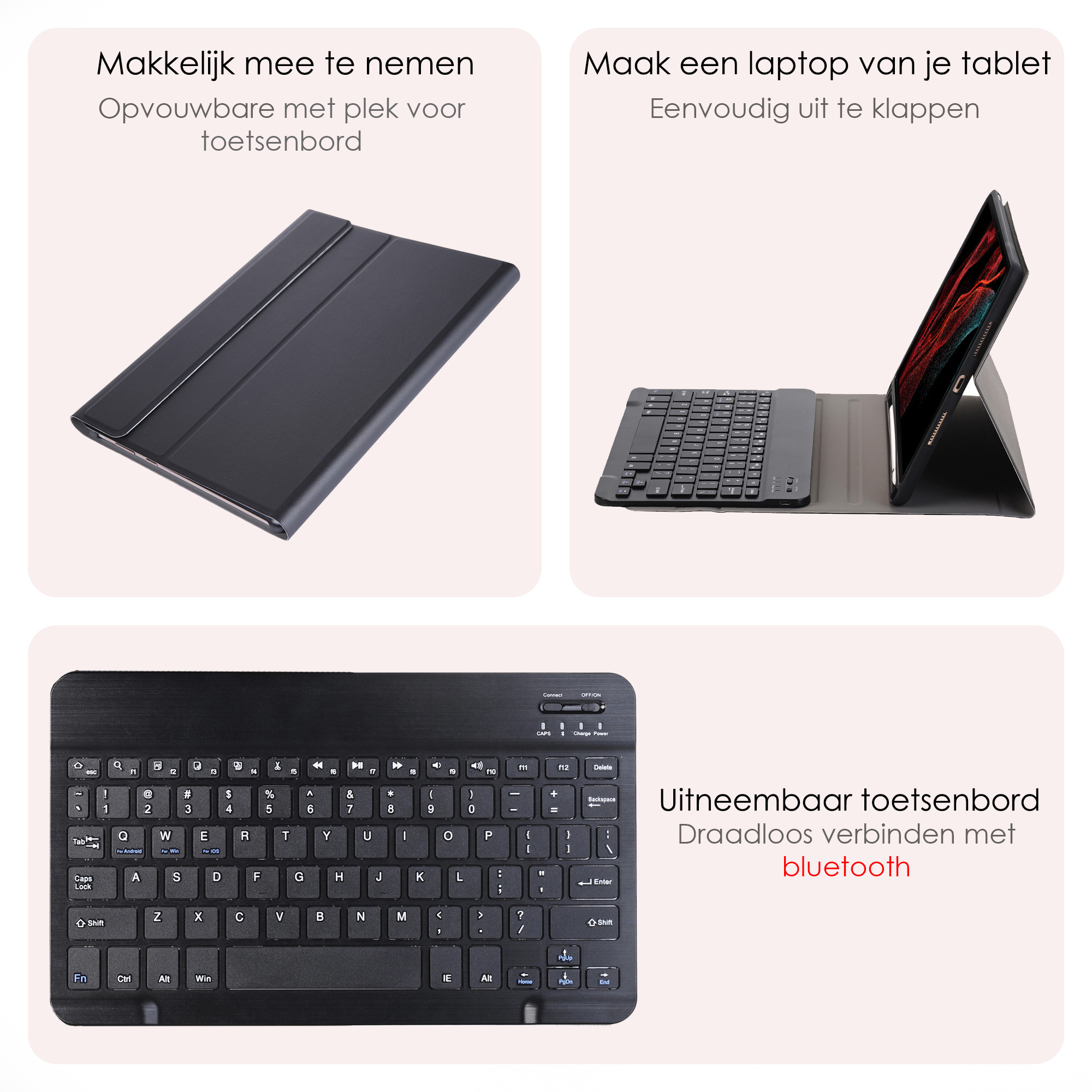 NoXx NoXx Samsung Galaxy Tab S10 Ultra Toetsenbordhoes Met Screenprotector - Zwart