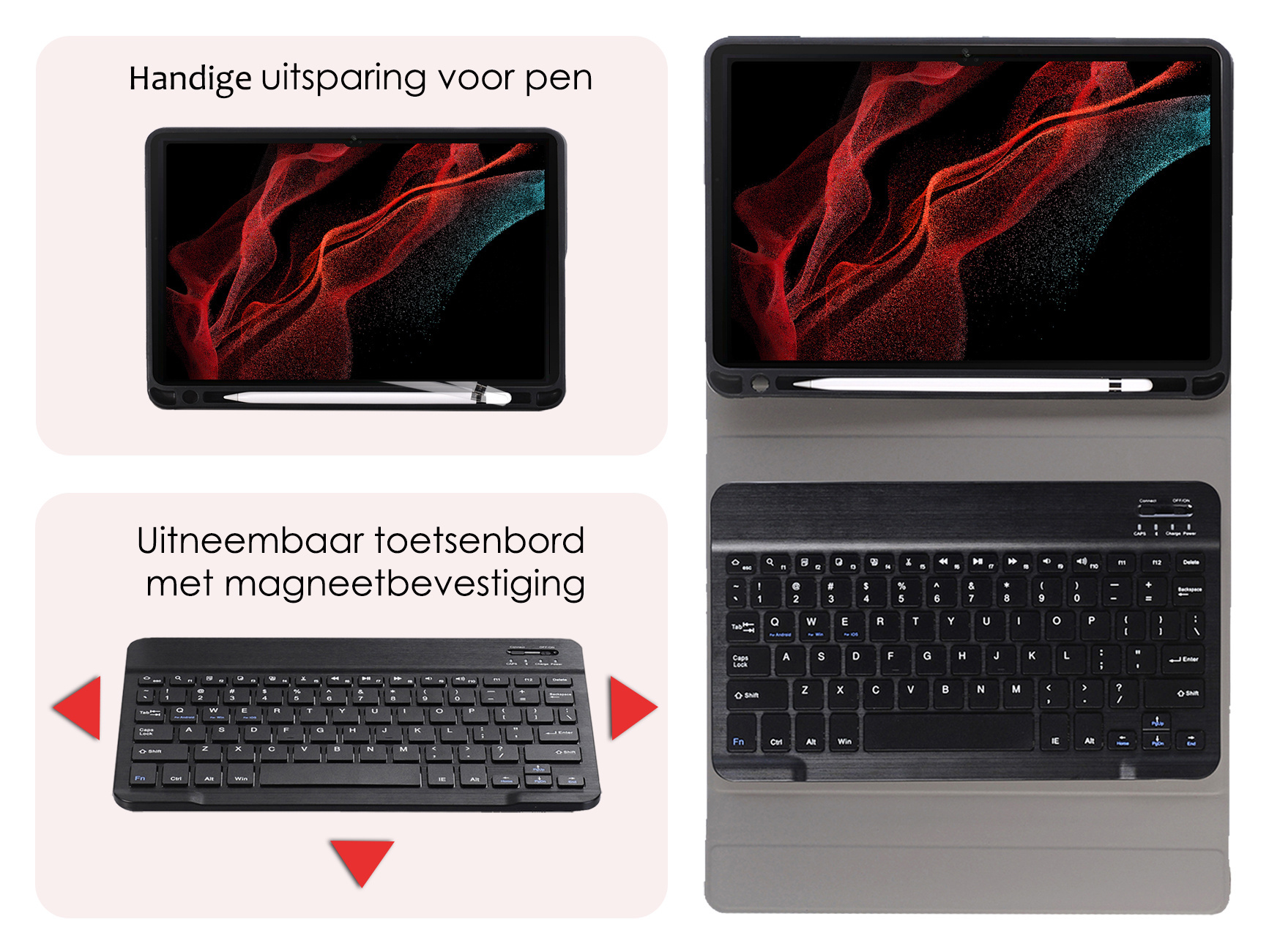 NoXx NoXx Samsung Galaxy Tab S10 Ultra Toetsenbordhoes Met Screenprotector - Zwart