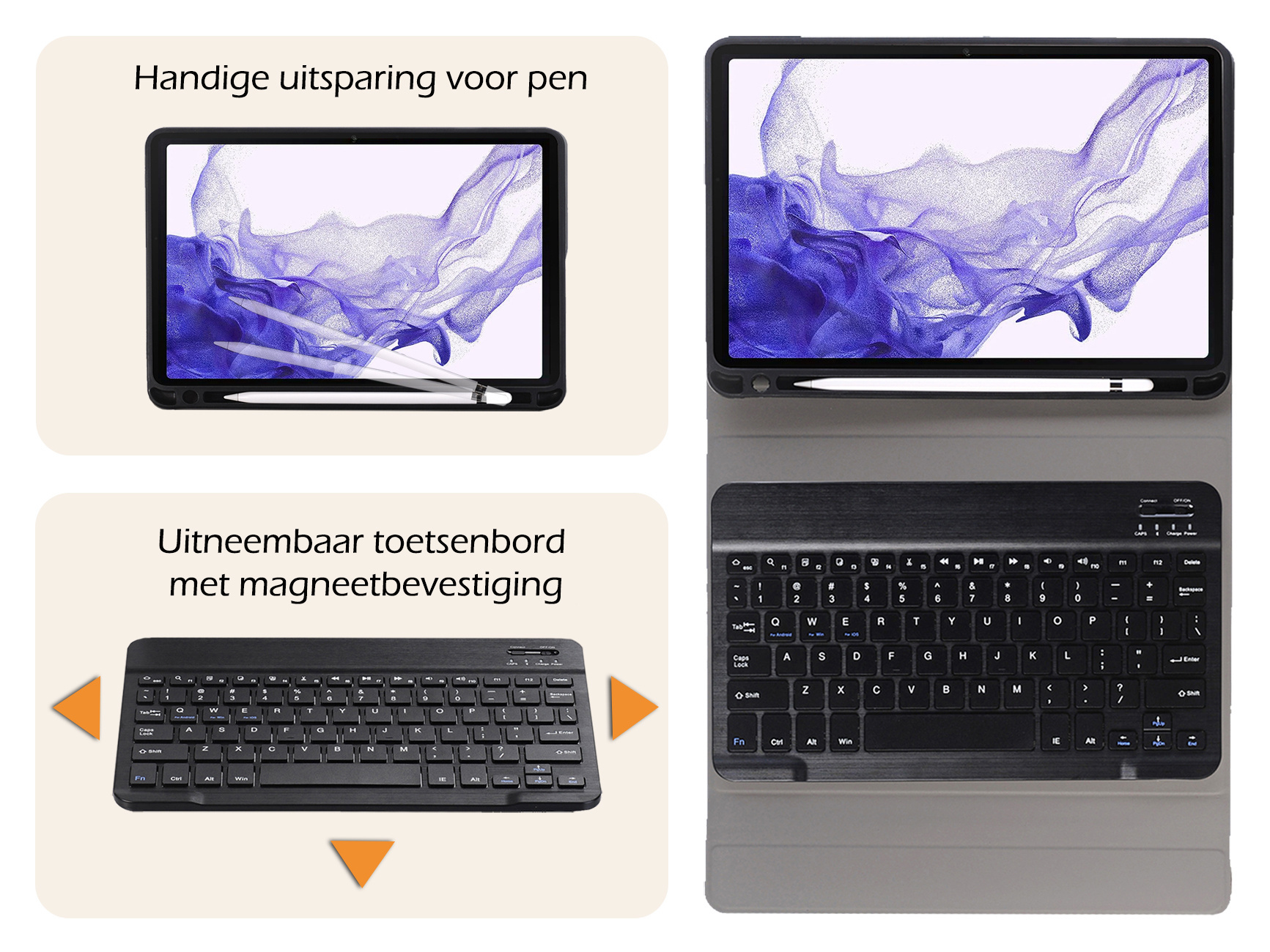 Nomfy Nomfy Samsung Galaxy Tab S10 Plus Toetsenbordhoes Met Screenprotector - Zwart