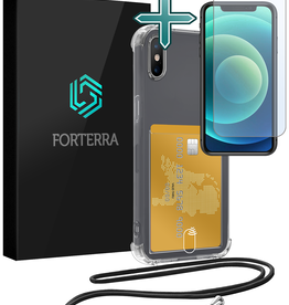 Forterra Forterra iPhone Xs Max Hoesje Pashouder met Koord Met Screenprotector