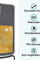 Forterra Hoesje Geschikt voor iPhone Xs Max Pashouder Case Siliconen Hoes Met Koord - Hoes Geschikt voor iPhone Xs Max Met Telefoonkoord Hoesje Back Cover Met Pasjeshouder - Transparant