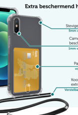 Forterra Hoesje Geschikt voor iPhone Xs Max Pashouder Case Siliconen Hoes Met Koord - Hoes Geschikt voor iPhone Xs Max Met Telefoonkoord Hoesje Back Cover Met Pasjeshouder - Transparant