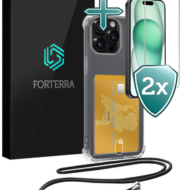 Forterra Forterra iPhone 11 Pro Max Hoesje Pashouder met Koord Met 2x Screenprotector