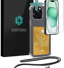 Forterra Forterra iPhone 11 Pro Max Hoesje Pashouder met Koord Met Screenprotector