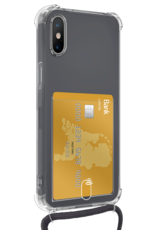 Nomfy Hoesje Geschikt voor iPhone Xs Max Hoesje Met Telefoonketting Pasjeshouder Shockproof Case Met 2x Screenprotector Koord - Hoesje Geschikt voor iPhone Xs Max Hoes Met Kaarthouder - Transparant