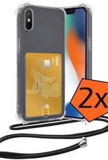 Nomfy Hoesje Geschikt voor iPhone Xs Max Hoesje Met Telefoonketting Pasjeshouder Shockproof Case Koord - Hoesje Geschikt voor iPhone Xs Max Hoes Met Kaarthouder - Transparant - 2 PACK