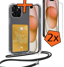 Nomfy Nomfy iPhone 11 Pro Max Hoesje Pashouder met Koord Met 2x Screenprotector