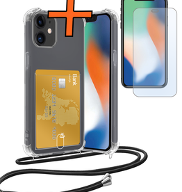 Nomfy Nomfy iPhone 11 Hoesje Pashouder met Koord Met Screenprotector
